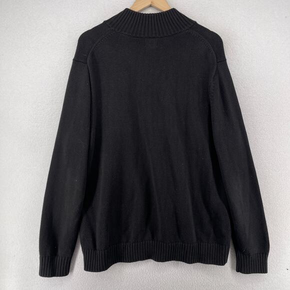 LL BEAN Sweater Mens L Heavyweight 1/4 Zip Pullover Cotton Black - Picture 2 of 11